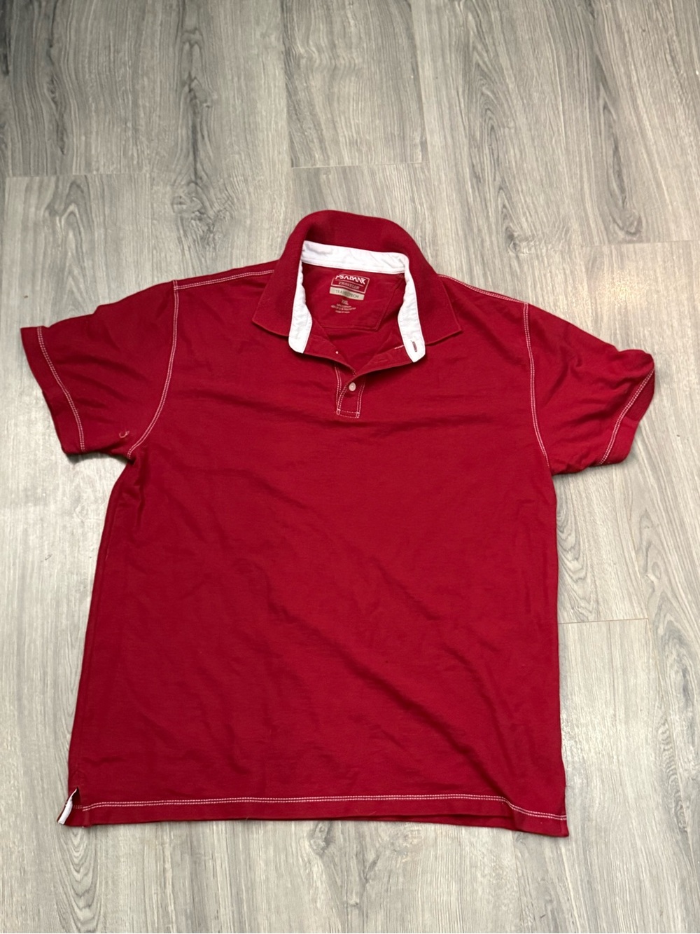 Jos. A. Bank Red Short-Sleeve Polo with Contrast Collar